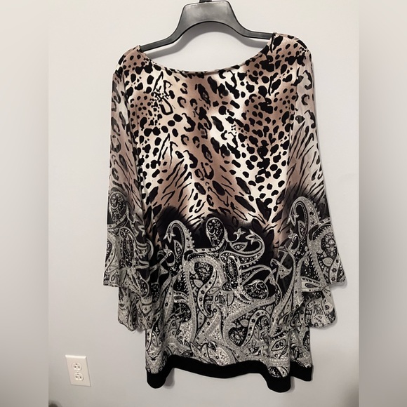 Style & Co 2X leopard print tunic bell sleeve - Picture 3 of 10